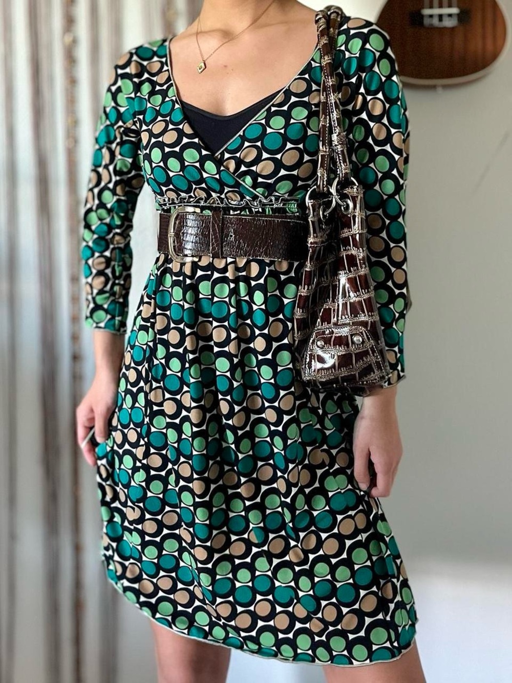 vintage max studio polka dot midi dress